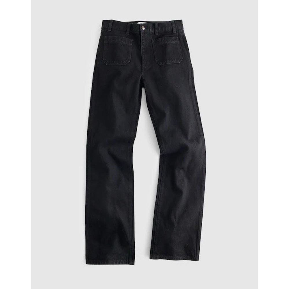 Madewell The Cleo Straight Jean Black High Rise Patch Pocket Jeans 30 NWOT $148 - Picture 7 of 12